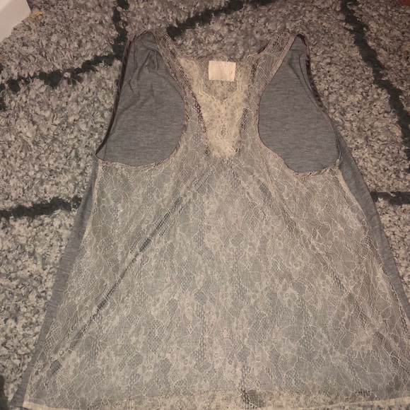 Pins and Needles gray tank with lace detail - Picture 3 of 5